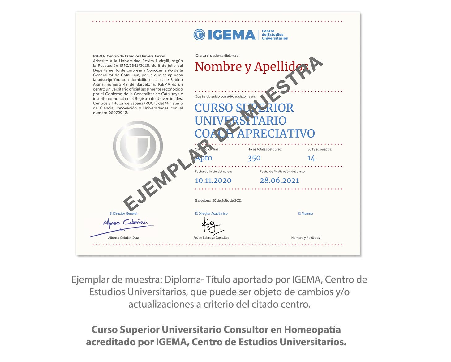 Curso Superior Universitario Consultor en Homeopatía IGEMA